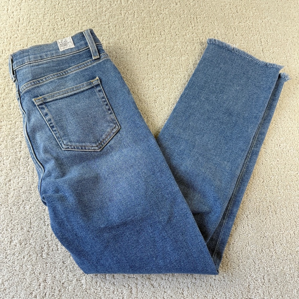 Frank & Eileen Cork Jeans Women 26 Antique Blue High Rise Raw Hem Straight D601